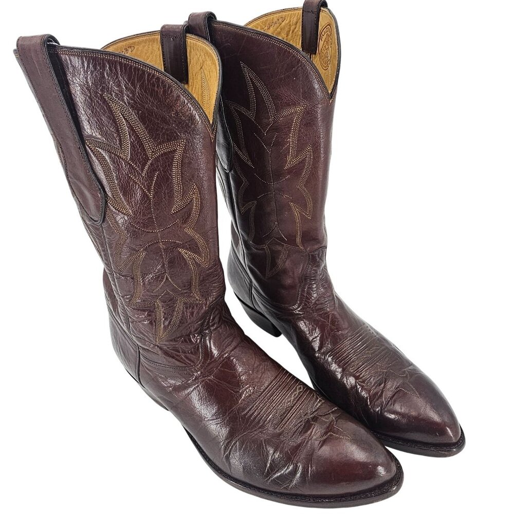 Tres Outlaws Falconhead Mens sz 15 Dark Brown Leather Custom Cowboy Western Boot - Picture 10 of 16